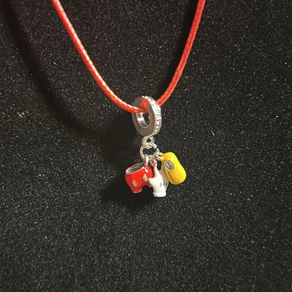 Red Necklace with Mickey Inspired Charms - Picture 2 of 4